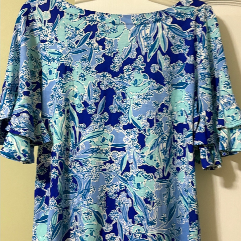 Lilly PulitzerLula top. Size L.  Blue and Purple Floral Top